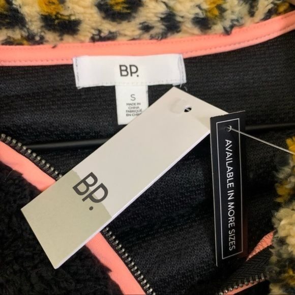 NWT BP. Leopard Print Colorblock Fleece Lng Sleeve Half Zip Pullover Small - Picture 9 of 11